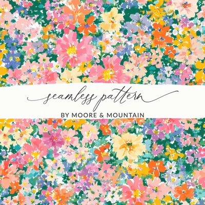 Floral Pattern Digital Paper, Seamless Flower Background, Colorful Fabric Design, Watercolor Flower Digital Download, Scrapbook Paper