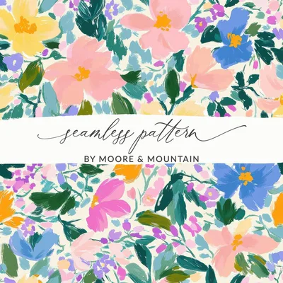 Floral Pattern Digital Paper, Seamless Flower Design, Pastel Colors, Scrapbook Paper, Fabric Design, Floral Background, Digital Download