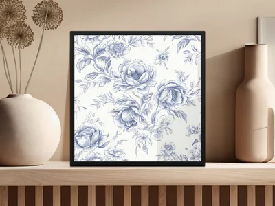 Floral Pattern Digital Paper, Seamless Flower Repeat, Elegant Indigo Botanical Design, Commercial Use Print, 2 JPEG Scales, Download