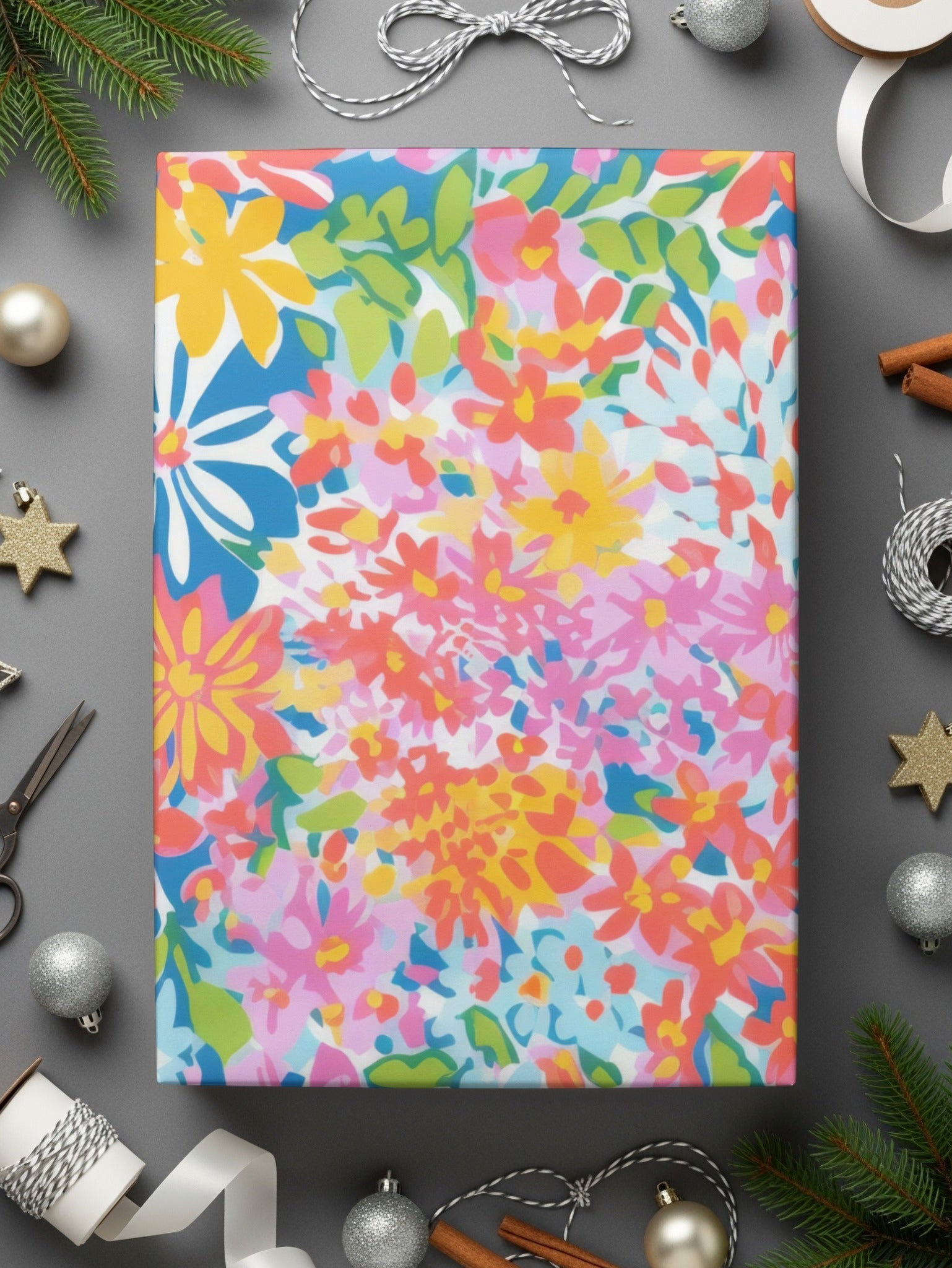 Preppy Digital Floral Seamless Pattern