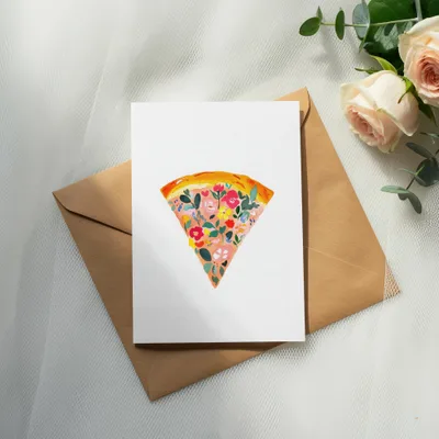 Floral Pizza Slice Digital Art, Kawaii Food PNG, Vibrant Flower SVG, Cute Pizza Illustration, Printable Sticker File, Cricut and Sublimation