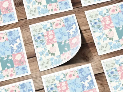 Floral Quilt Digital Paper, Seamless Patchwork Background, Patches Digital Pattern, Quilt Squares Background Pattern JPEG
