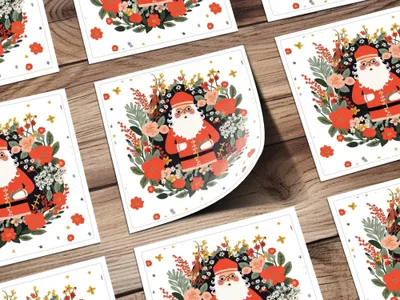 Floral Santa Claus Digital Seamless Pattern, Christmas JPEG Image, Holiday Digital Paper, Festive Design, Cute Santa Print, Repeat Pattern