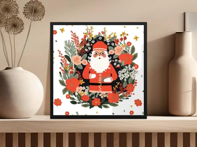 Floral Santa Claus Digital Seamless Pattern, Christmas JPEG Image, Holiday Digital Paper, Festive Design, Cute Santa Print, Repeat Pattern