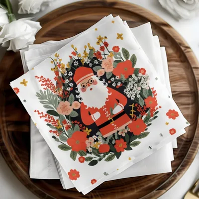 Floral Santa Claus Digital Seamless Pattern, Christmas JPEG Image, Holiday Digital Paper, Festive Design, Cute Santa Print, Repeat Pattern