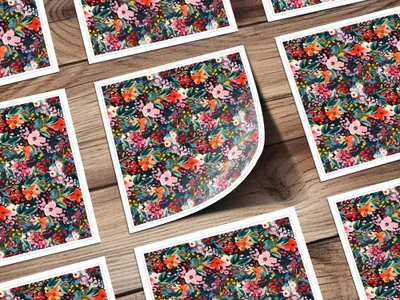 Floral Seamless Digital Paper, Botanical Pattern, Flowers and Berries, Fabric Design, Scrapbooking, Printable Digital File