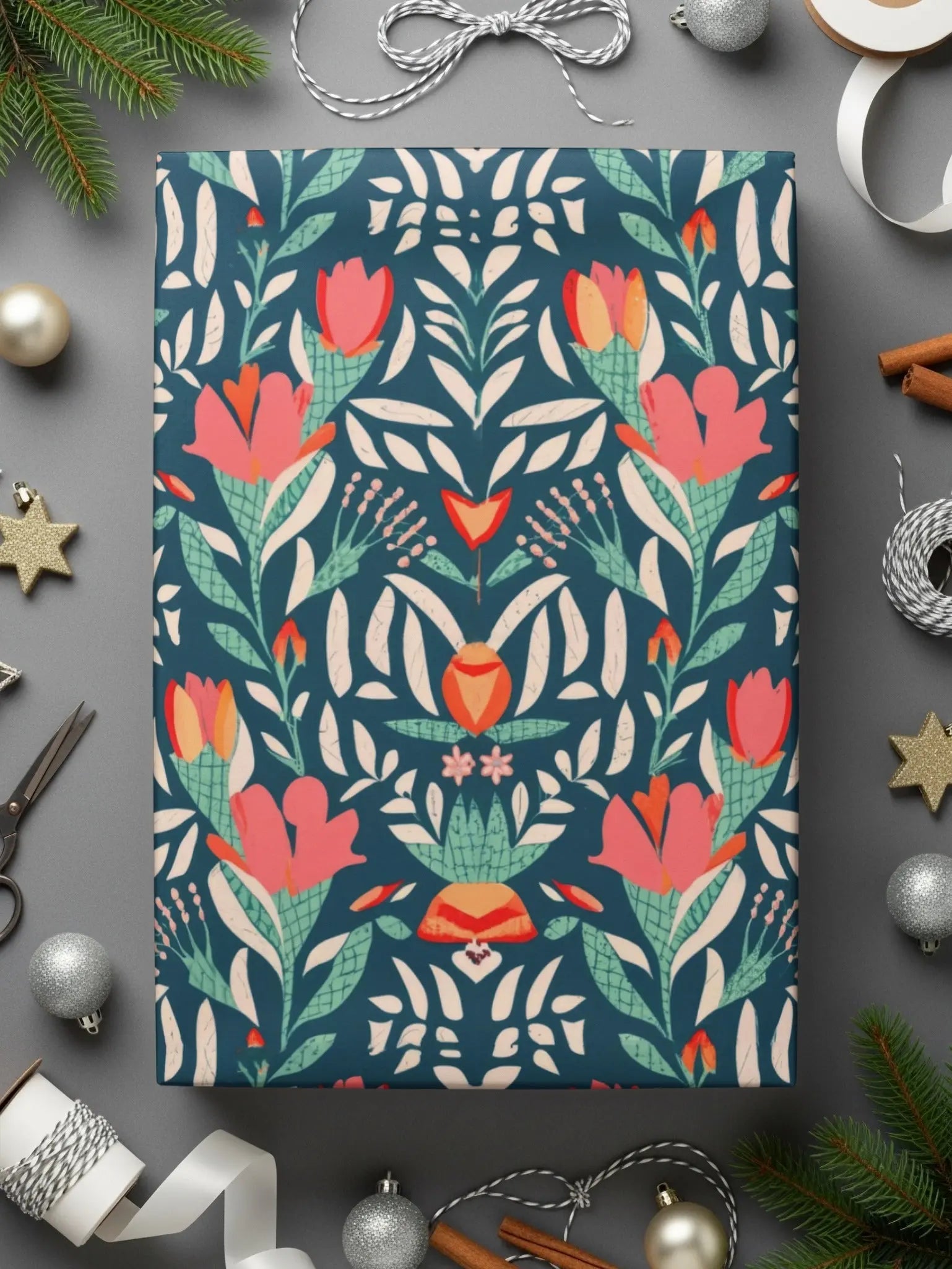 Floral Seamless Digital Pattern, Dark Background, Flower Repeat, Printable Fabric, 12x12 Inches, Digital Download for Crafts