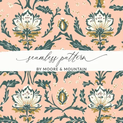 Floral Seamless Indian Pattern with Delicate Vines Design