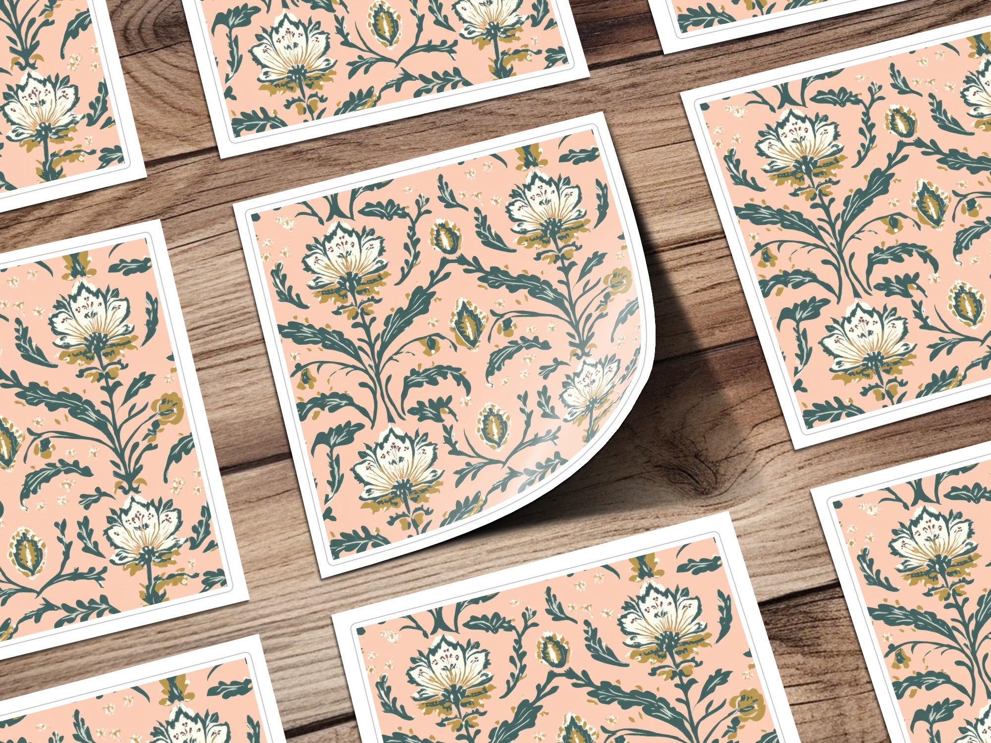 Floral Seamless Indian Pattern with Delicate Vines Design