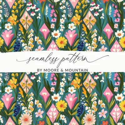 Floral Seamless Patchwork, Digital Paper, Flower Repeat Pattern, Fabric Design, Scrapbooking Paper, Printable Floral Design