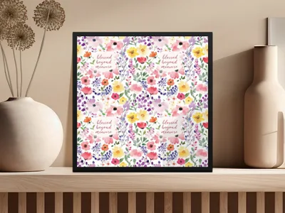 Floral Seamless Pattern, Blessed Beyond Measure Print, Christinas Seamless Pattern Floral Fabric Design, Spring Flowers Pattern