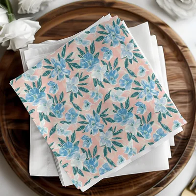 Floral Seamless Pattern, Blue Flowers, Digital Paper Pack, Two Scales, Commercial Use, Surface Design, Printable Fabric, Digital Product