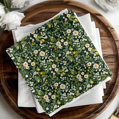 Floral Seamless Pattern, Botanical Digital Paper, Dark Green Background, Flower Pattern, Printable Fabric, Commercial Use Digital Downloads