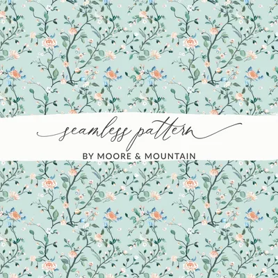 Floral Seamless Pattern, Chinoiserie Digital Paper, Elegant Flower Design, Printable Fabric Pattern, Vintage Backgrounds, Digital