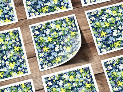 Navy Blue Ditsy Floral Seamless Digital Paper