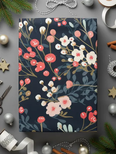 Floral Seamless Pattern, Digital Download, Berry Pattern, Repeating Flower Design, Scrapbooking Paper, Commercial Use, Textile Design