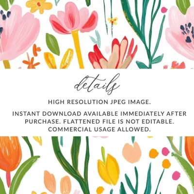 Floral Seamless Pattern Digital, Flower Clipart, Scrapbook Paper, Floral Design, Fabric Design, Floral Illustration, Paper Crafts