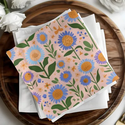 Floral Seamless Pattern Digital, Flower Print File, Blue Flower Design, Digital Download, Seamless Background, Fabric Pattern, 12x12 JPEG