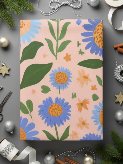 Floral Seamless Pattern Digital, Flower Print File, Blue Flower Design, Digital Download, Seamless Background, Fabric Pattern, 12x12 JPEG