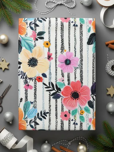 Floral Seamless Pattern Digital, Flower Stripes Design, Fabric Print, Scrapbooking Paper, Digital Download for Crafts, Commercial Use