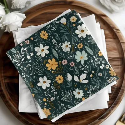 Floral Seamless Pattern Digital Paper, Botanical Wallpaper, Meadow Flower Field Seamless Pattern Dark