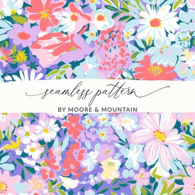 Preppy Floral Seamless Pattern, Ditsy Floral, Floral Design, Fabric Pattern, Flower Print, Commercial Use, Pastel Flowers Digital, 12x12 inches