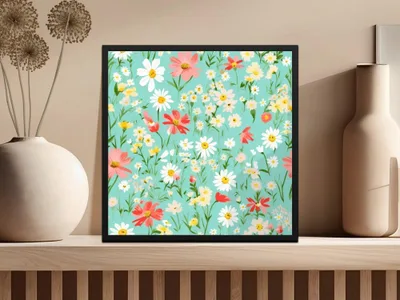 Ditsy Floral Seamless Pattern, Digital Paper, Flower Pattern Download, Daisy Pattern, Botanical Print, Digital Background, Fabric Pattern