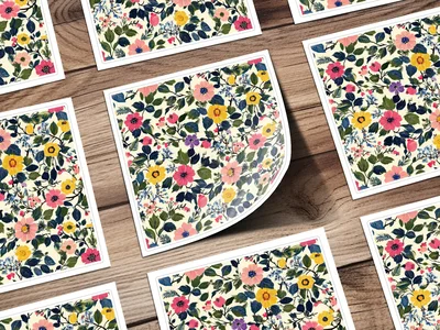 Floral Seamless Pattern, Digital Paper Pack, Flower Repeat Pattern, Pink Yellow Blue Floral Print, Fabric Pattern, Scrapbook Paper