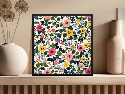 Floral Seamless Pattern, Digital Paper Pack, Flower Repeat Pattern, Pink Yellow Blue Floral Print, Fabric Pattern, Scrapbook Paper