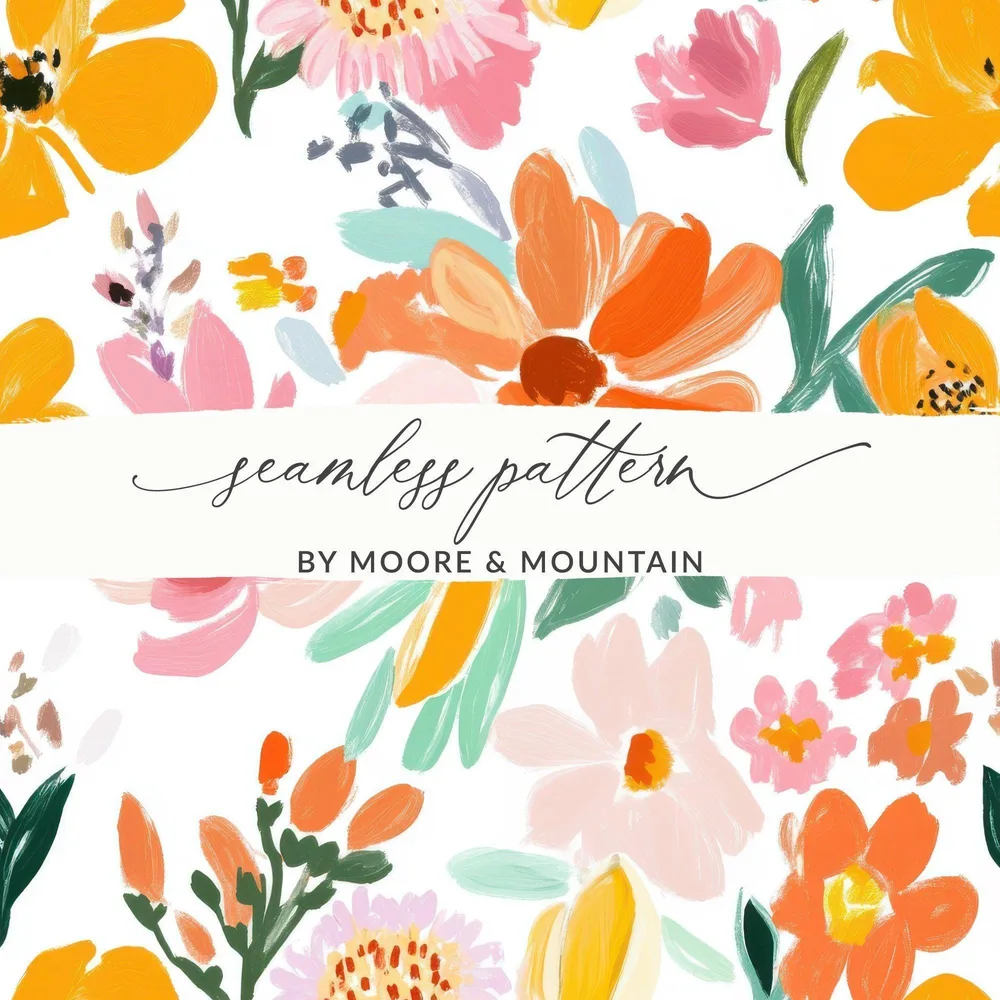 Floral Seamless Pattern Digital Paper, Painted Flower Pattern, Spring Summer Fabric Design, Floral Print Digital, Commercial Use