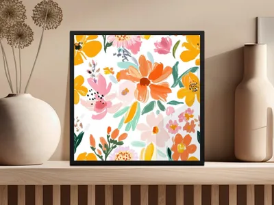 Floral Seamless Pattern Digital Paper, Painted Flower Pattern, Spring Summer Fabric Design, Floral Print Digital, Commercial Use