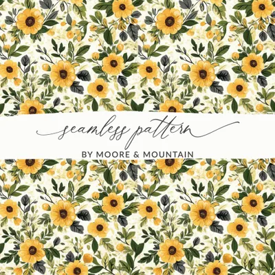 Floral Seamless Pattern Digital Paper, Yellow Flowers, Floral Background, Printable Fabric Design, Scrapbooking, Commercial Use