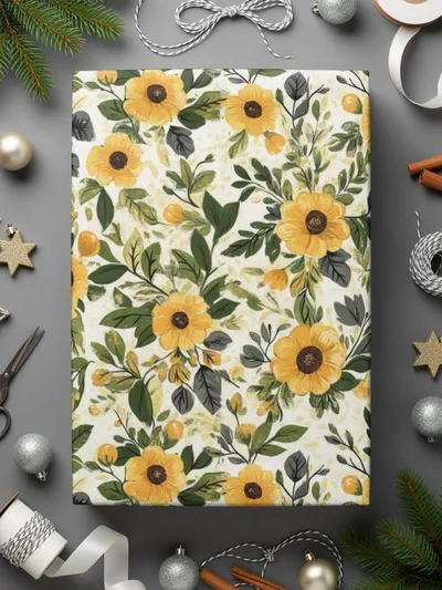 Floral Seamless Pattern Digital Paper, Yellow Flowers, Floral Background, Printable Fabric Design, Scrapbooking, Commercial Use