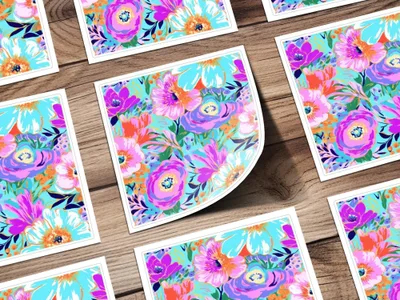 Ditsy Floral Seamless Pattern Digital Papers, Vibrant Flowers, Scrapbook Paper, Fabric Design, Colorful Flower Illustration, Digital Download