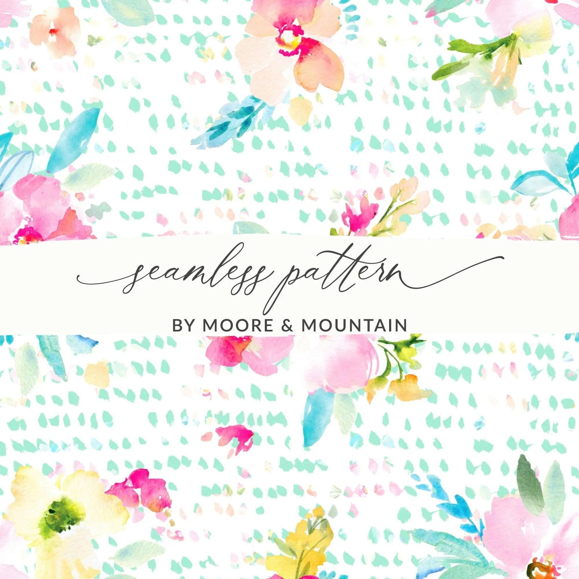 Floral Seamless Pattern Digital, Watercolor Flowers, Seamless Digital Paper, Watercolor Floral Digital Paper, Pink, Teal and Yellow