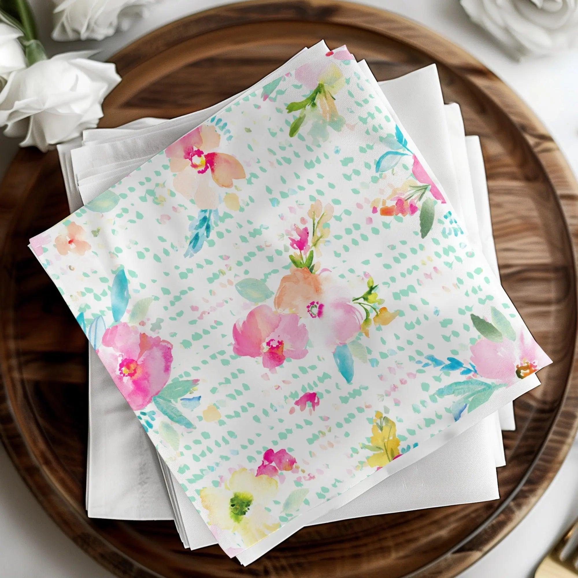 Floral Seamless Pattern Digital, Watercolor Flowers, Seamless Digital Paper, Watercolor Floral Digital Paper, Pink, Teal and Yellow
