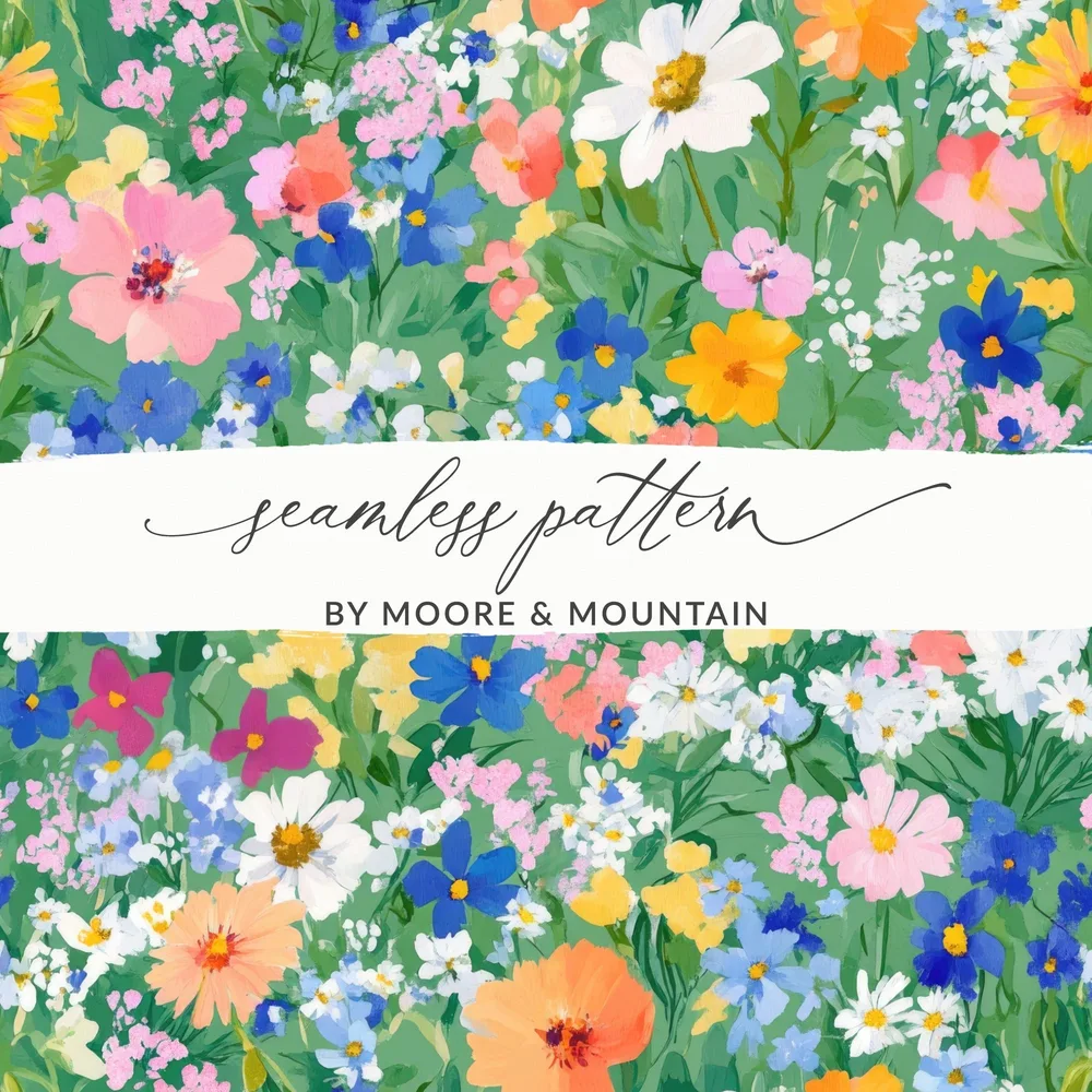 Floral Seamless Pattern Digital, Wildflower Garden Digital Paper, Colorful Floral Pattern, Scrapbook Paper, Fabric Design, Flower Print