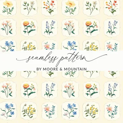 Floral Seamless Pattern Vintage Wildflower Patchwork Wallpaper Digital Seamless Pattern