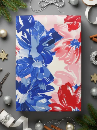 Floral Seamless Pattern, Red White Blue, Digital Download, Flower Pattern, Summer Pattern, Patriotic Design, Fabric Pattern, 4th July