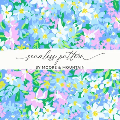 Preppy Teal Floral Seamless Pattern