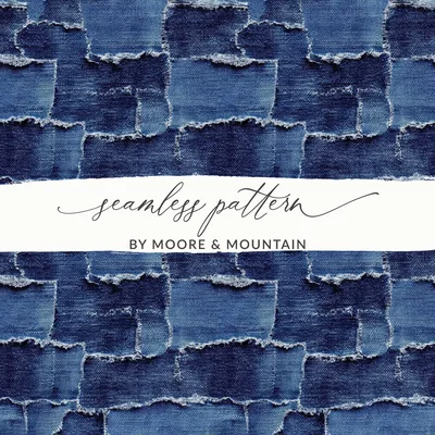 Frayed Denim Patchwork Seamless Denim Digital