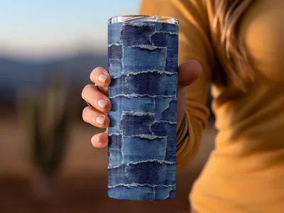 Frayed Denim Patchwork Seamless Denim Digital