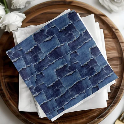 Frayed Denim Patchwork Seamless Denim Digital