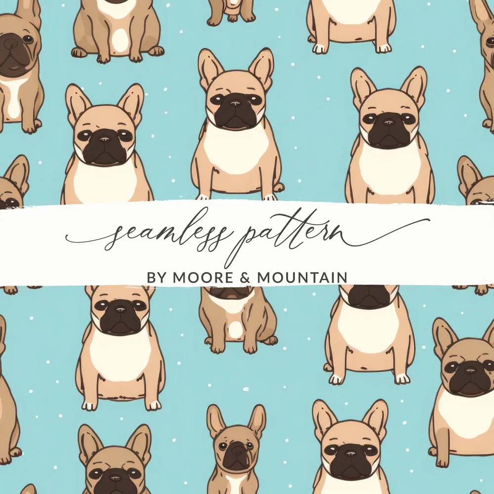 French Bulldog Pattern, Cute Dog Digital Paper, Seamless Puppy Print, Pet Lover Gift, Background Digital Download, Scaled Patterns