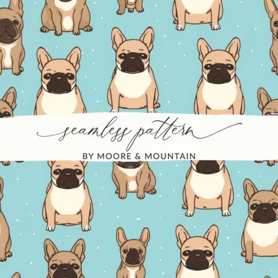 French Bulldog Pattern, Cute Dog Digital Paper, Seamless Puppy Print, Pet Lover Gift, Background Digital Download, Scaled Patterns