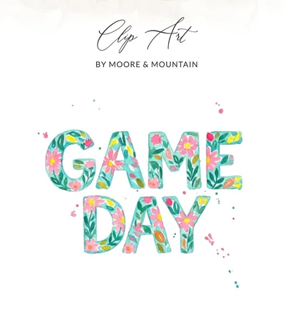 Game Day T-Shirt Digital Download PNG, Watercolor Floral Game Day Sublimation Design, Cute Sports Fan Tee for Women, Aesthetic Tailgate