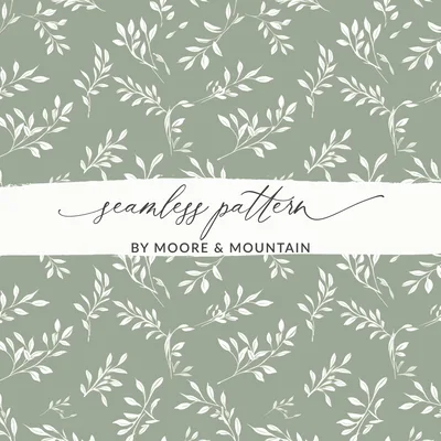 Gentle Seamless Pastel Sage Green Simple Modern Doodle Digital