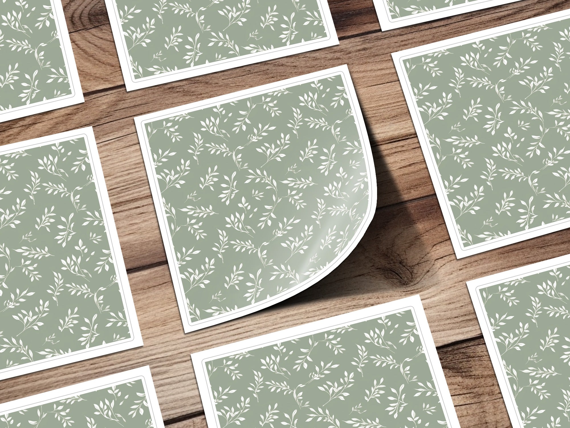 Gentle Seamless Pastel Sage Green Simple Modern Doodle Digital