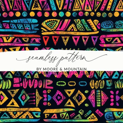 Geometric Indian Aztec Seamless Multicolored Pattern Digital