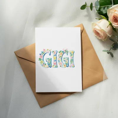 Gigi SVG Preppy Clip Art Digital File, Watercolor Floral Gigi Design, Grandmother Gift, Nana Grandparent Tee Sublimation PNG, Cute Girly